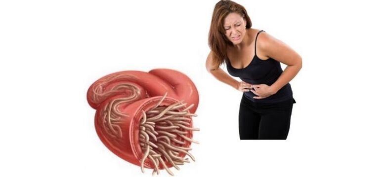 dor abdominal devido a parasitas nos intestinos